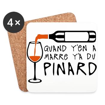 quand marre pinard bouteille vin alcool humour - Dessous de verre (lot de 4) - blanc - Devant