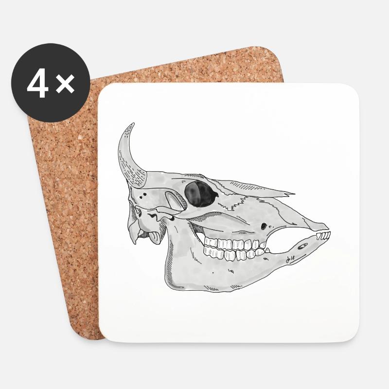 Cattleskull - Untersetzer (4er-Set) - Weiß