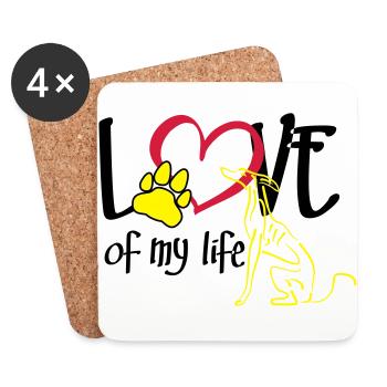 Amour de ma vie lévrier - Dessous de verre (lot de 4) - blanc - Devant