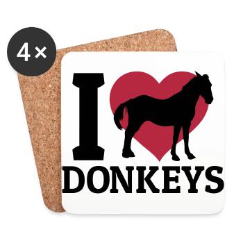 I love donkeys - Dessous de verre (lot de 4) - blanc - Devant