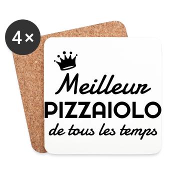 pizza / pizzaiolo / chef / italie / pizzaiola - Dessous de verre (lot de 4) - blanc - Devant