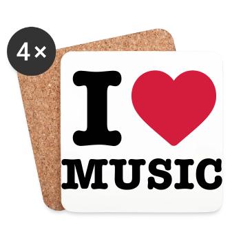 I love music heart music instrument listen gift - Coasters (set of 4) - white - Front