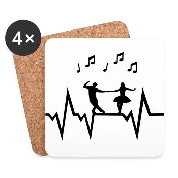 Tanzen Herzschlag mit Musiknoten, Tänzer - Untersetzer (4er-Set) - Weiß - Vorne