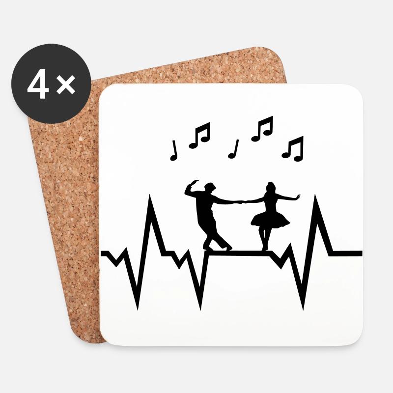 Tanzen Herzschlag mit Musiknoten, Tänzer - Untersetzer (4er-Set) - Weiß