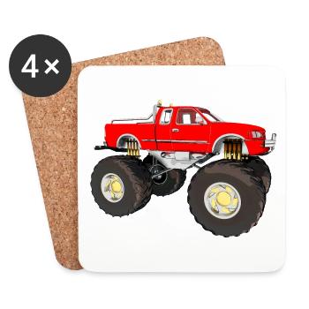 Monstertruck, Geschenk, Geschenkidee - Untersetzer (4er-Set) - Weiß - Vorne