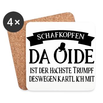 Schafkopfen - ohne da Oide geht nix - Untersetzer (4er-Set) - Weiß - Vorne