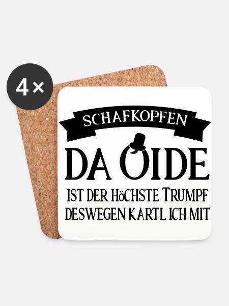 Schafkopfen - ohne da Oide geht nix - Untersetzer (4er-Set) - Weiß