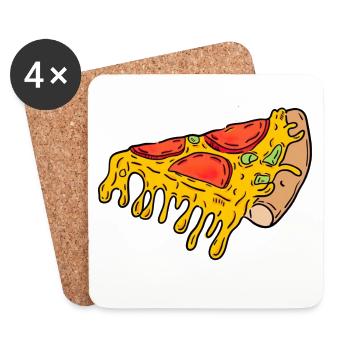 Part de pizza - Dessous de verre (lot de 4) - blanc - Devant