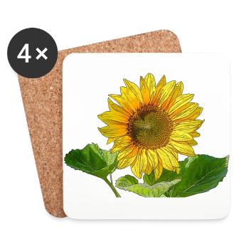 Sonnenblume - Untersetzer (4er-Set) - Weiß - Vorne