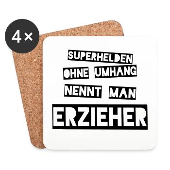 Superhelden ohne Umhang nennt man Erzieher - Untersetzer (4er-Set) - Weiß - Vorne