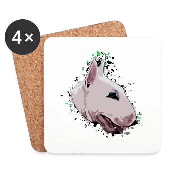 Bullterrier Comic - Dessous de verre (lot de 4) - blanc - Devant