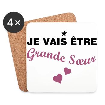 Je vais être Grand Sœur - Dessous de verre (lot de 4) - blanc - Devant