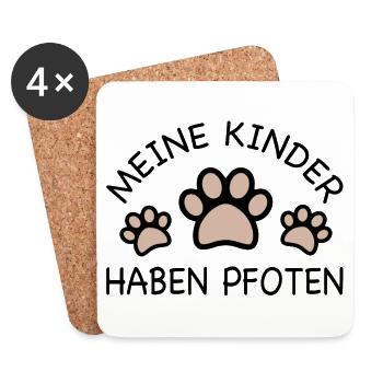 Meine Kinder haben Pfoten - Untersetzer (4er-Set) - Weiß - Vorne