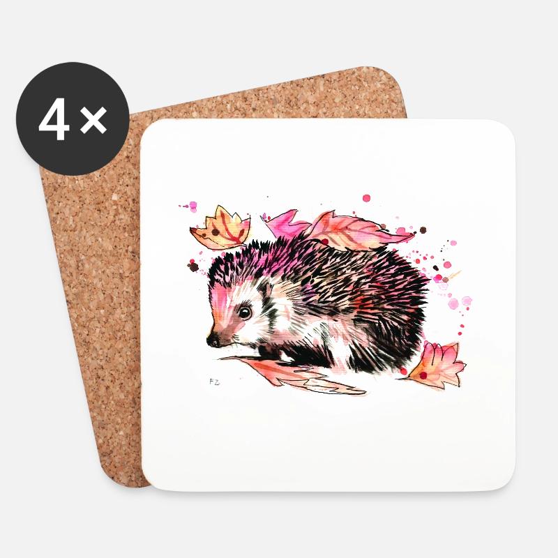 Igel auf Futtersuche - Untersetzer (4er-Set) - Weiß