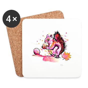 Squirrel while feeding - Coasters (set of 4) - white - Front