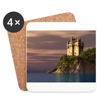 Château écossais au bord de la mer - Dessous de verre (lot de 4) - blanc - Devant