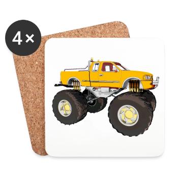 Monster truck, véhicule tout-terrain, pick-up, fourgonnette - Dessous de verre (lot de 4) - blanc - Devant
