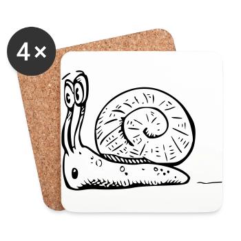2020 08 30 snail 06 black white - Coasters (set of 4) - white - Front