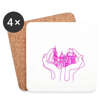 City of Aachen, cathedral, lineart - Coasters (set of 4) - white - Front