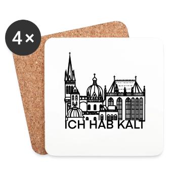 Stadt Aachen „ich hab kalt“, Dom - Untersetzer (4er-Set) - Weiß - Vorne