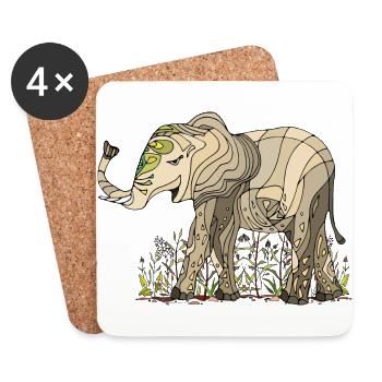 Elefant - Untersetzer (4er-Set) - Weiß - Vorne