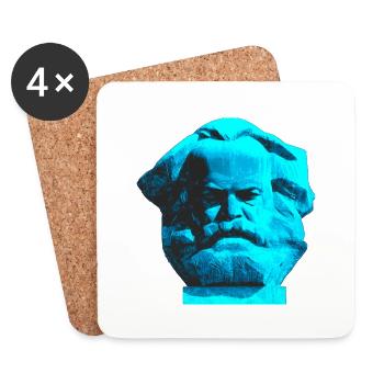 Monument Karl Marx, Chemnitz Nischel. bleu - Dessous de verre (lot de 4) - blanc - Devant