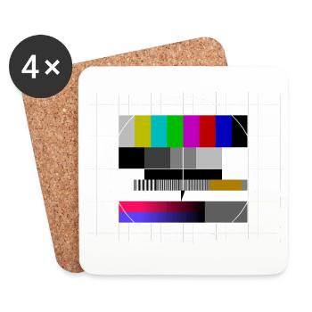 Modèle d’essai TV Télévision Freeze Frame Retro Vintage - Dessous de verre (lot de 4) - blanc - Devant