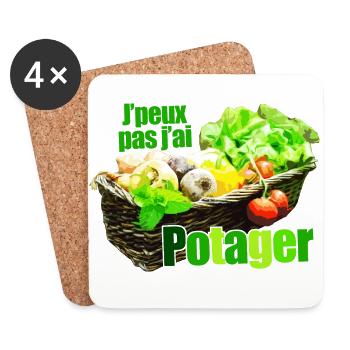 I can't I have vegetable basket stylized vegetable basket - Coasters (set of 4) - white - Front