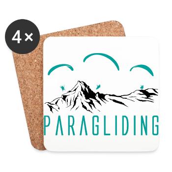 Paragliding Paragleiter Gleitschirm - Untersetzer (4er-Set) - Weiß - Vorne