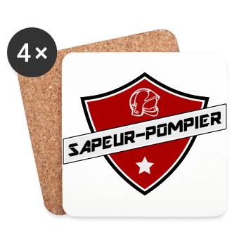 blason sapeur-pompier - Dessous de verre (lot de 4) - blanc - Devant
