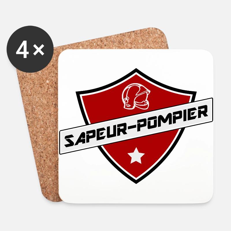 blason sapeur-pompier - Untersetzer (4er-Set) - Weiß