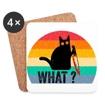 Murder Cat What ? Lovers Cat Retro - Dessous de verre (lot de 4) - blanc - Devant