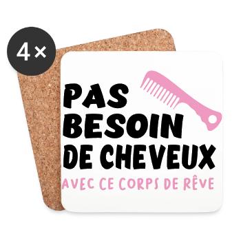 Pas besoin de cheveux avec ce corps de rêve - Dessous de verre (lot de 4) - blanc - Devant