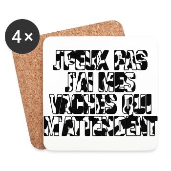 I can't, I have my cows waiting for me - Coasters (set of 4) - white - Front