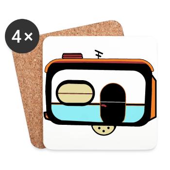 Caravan Camper trailer Trailer Holiday Leisure - Coasters (set of 4) - white - Front