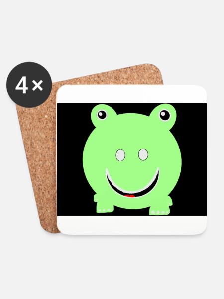 Runder Frosch - Untersetzer (4er-Set) - Weiß
