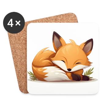 Süßes schlafender Fuchs für Waldtier Fans - Untersetzer (4er-Set) - Weiß - Vorne