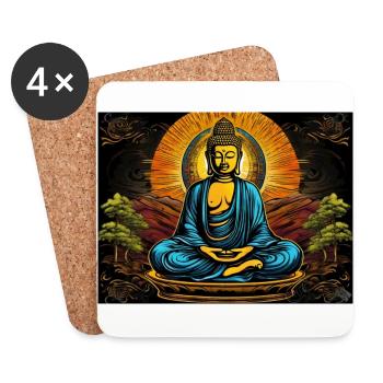 Bouddha - Dessous de verre (lot de 4) - blanc - Devant