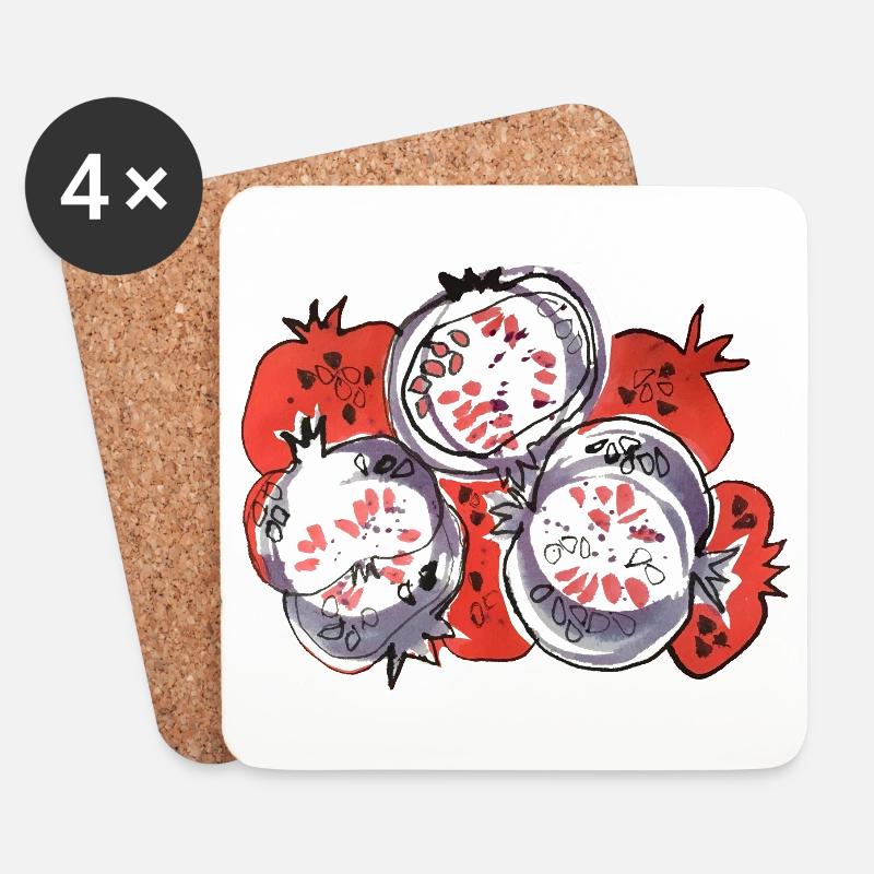 pomegranate - Coasters (set of 4) - white