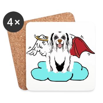Céleste Satan Chien Hells Chien Diable Ange - Dessous de verre (lot de 4) - blanc - Devant