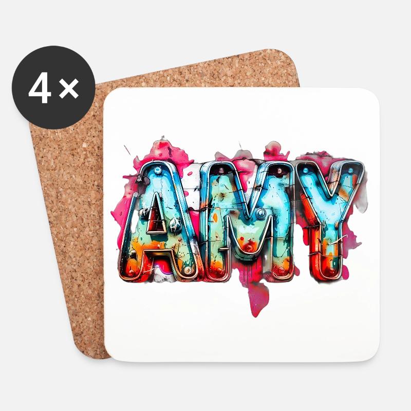 Name Amy Graffiti - Untersetzer (4er-Set) - Weiß
