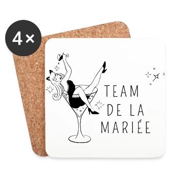 Team de la mariée - EVJF - Design fun - Dessous de verre (lot de 4) - blanc - Devant