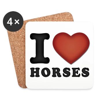 I love Horses - Ich liebe Pferde - I heart Horses - Untersetzer (4er-Set) - Weiß - Vorne