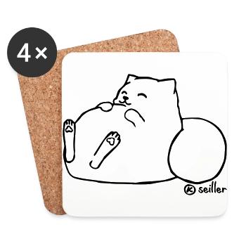 Lazy Cat - Untersetzer (4er-Set) - Weiß - Vorne