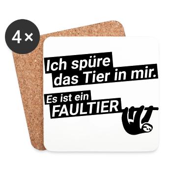 spüre das Tier in mir ein Faultier Spruch lustig - Untersetzer (4er-Set) - Weiß - Vorne