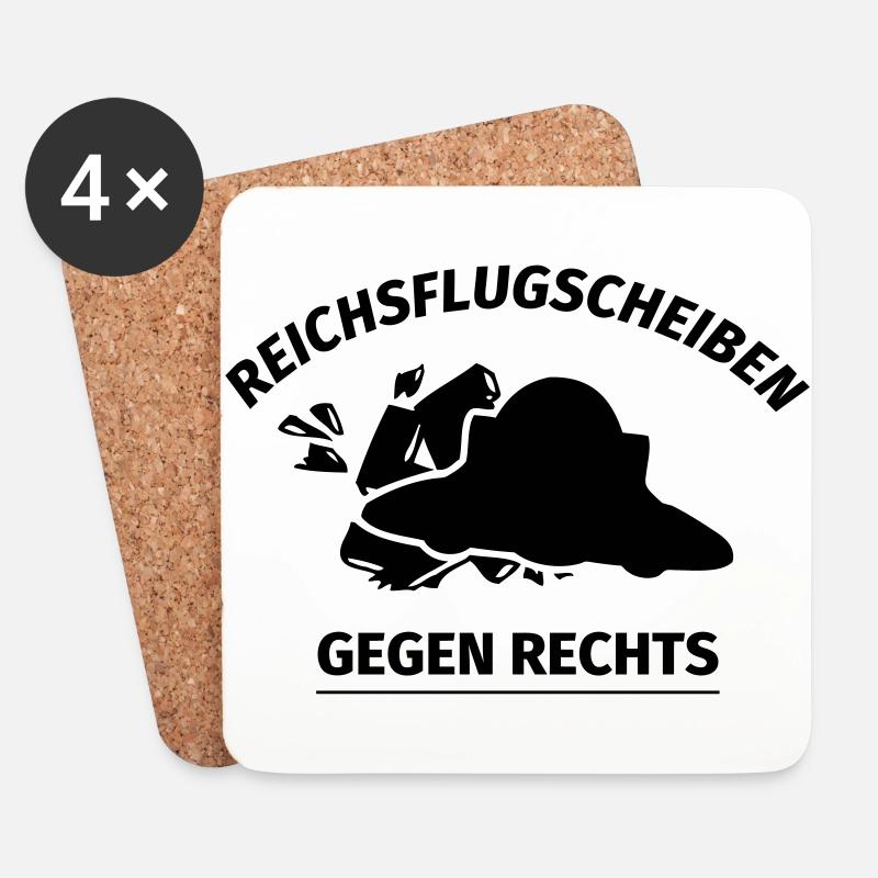 Reichsflugscheiben gegen Rechts - Untersetzer (4er-Set) - Weiß