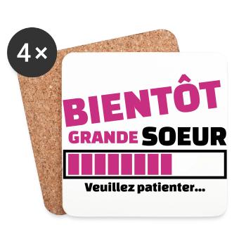 bientôt grande soeur - Dessous de verre (lot de 4) - blanc - Devant