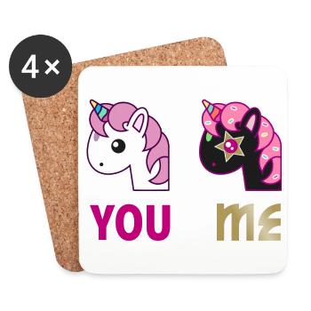 Einhorn You Me - Untersetzer (4er-Set) - Weiß - Vorne