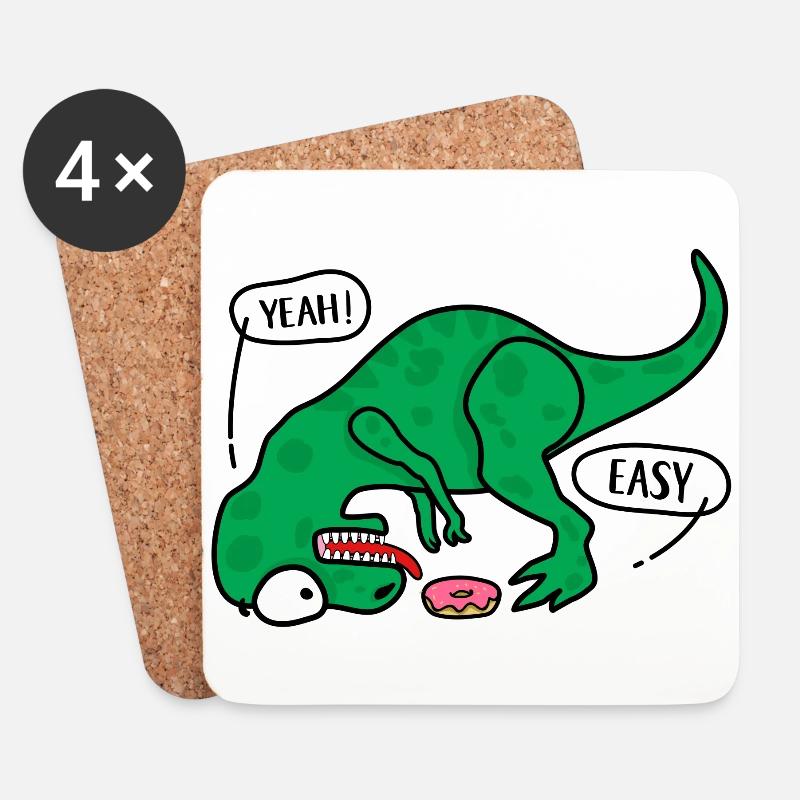 T-REX versucht, ein Donuts T-Shirt zu essen - Untersetzer (4er-Set) - Weiß