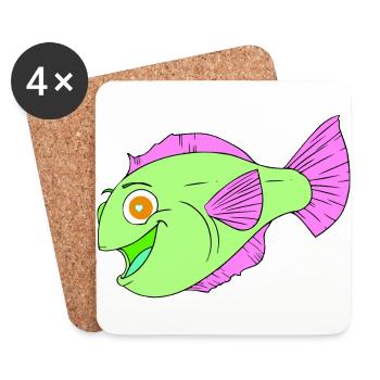 Cute colourful cartoon fish - Coasters (set of 4) - white - Front